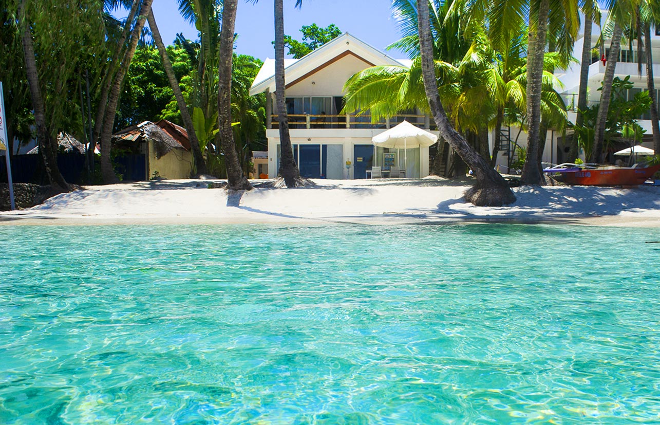 Mabuhay Beach House seen from the water on White Beach